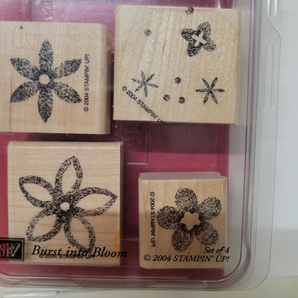 Stampin' Up! Burst Into Bloom Wooden Block Rubber stamp set. - Picture 2 of 5